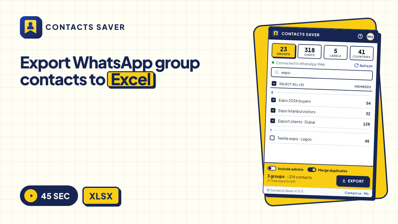 How to Export WhatsApp Group Contacts to Excel — video tutorial