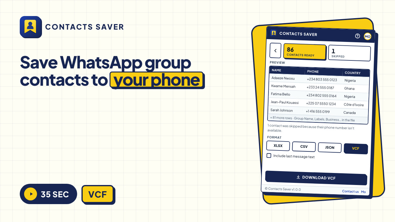 How to Save WhatsApp Group Contacts to Your Phone (Even Unsaved Numbers) — video tutorial
