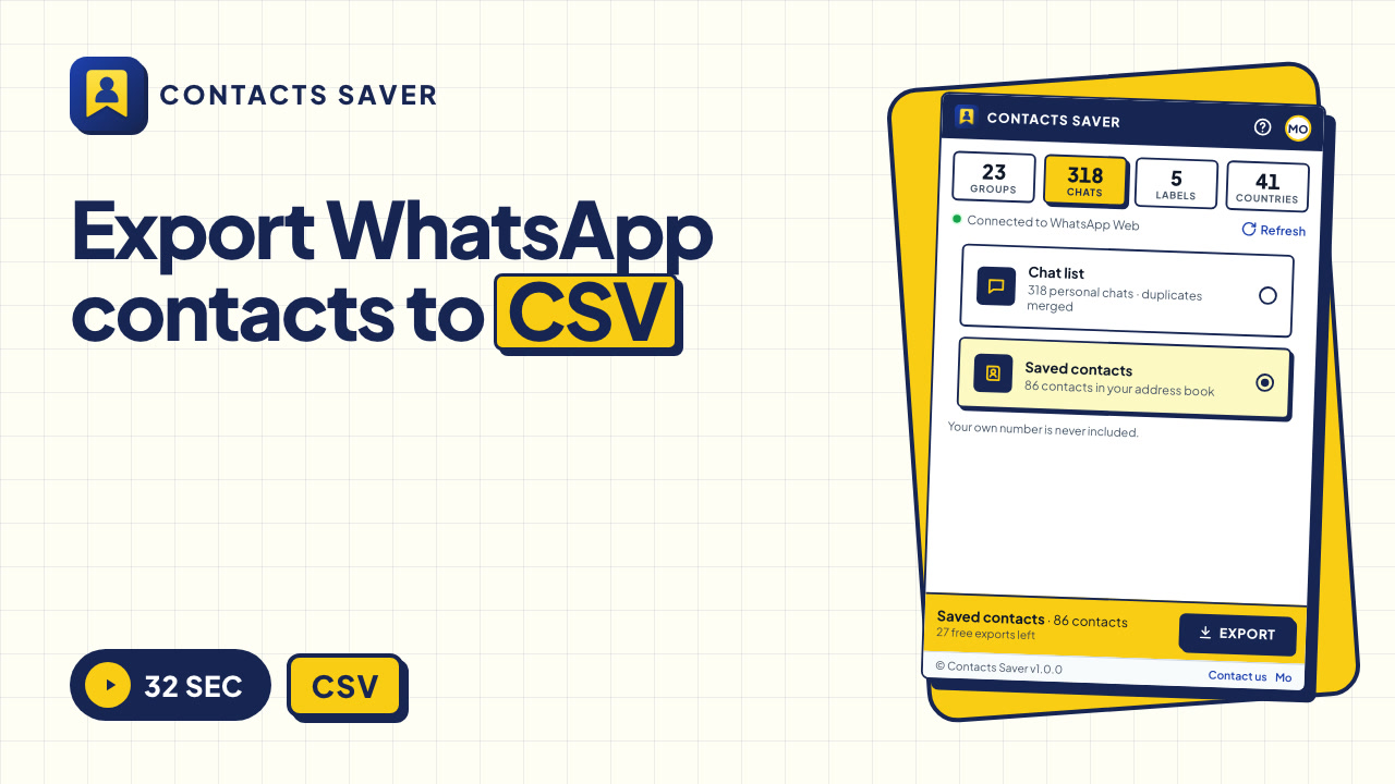 How to Export WhatsApp Contacts to CSV — video tutorial