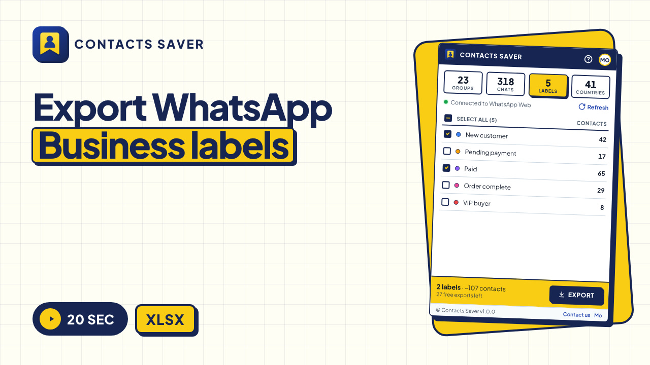 How to Export WhatsApp Business Labels to Excel — video tutorial